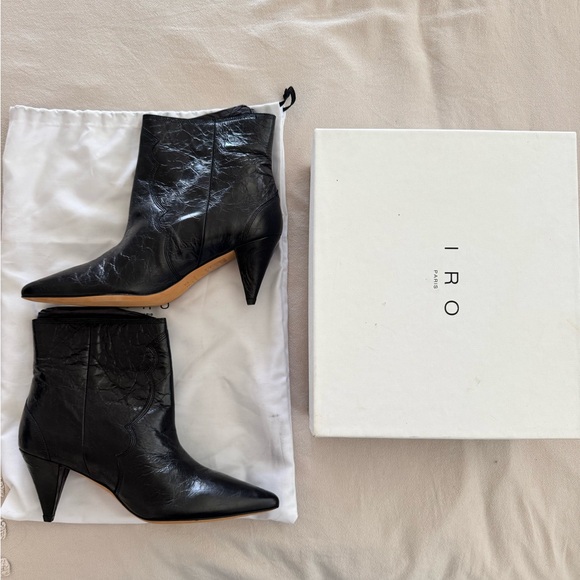 Black Leather Ankle Boots - Picture 3 of 7